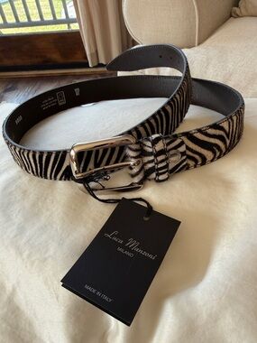 Luca Manzoni Black & White Zebra Print Leather Belt
